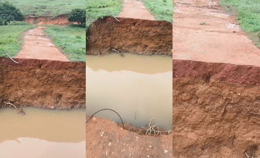 Ponte em estrada vicinal entre Taruaçu e Argirita é destruída na região do Cruzeiro