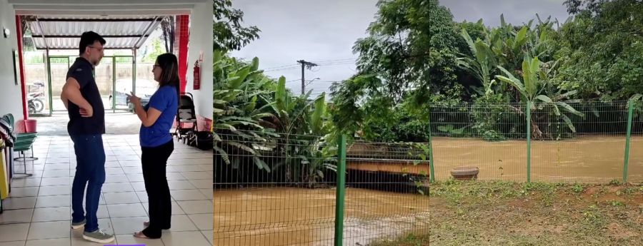 Secretário de Educação vistoria creche após aumento do nível do rio no Distrito Industrial