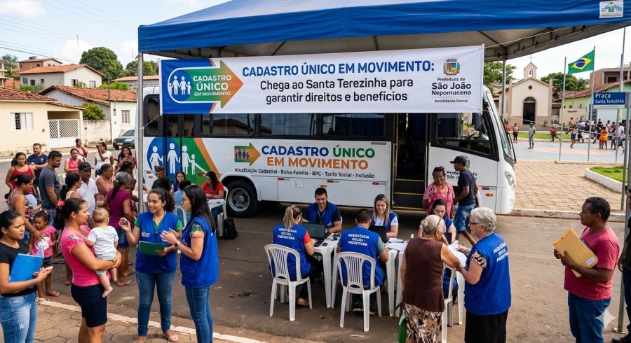 CADASTRO ÚNICO EM MOVIMENTO ATENDE MORADORES DO BAIRRO SANTA TEREZINHA EM SÃO JOÃO NEPOMUCENO